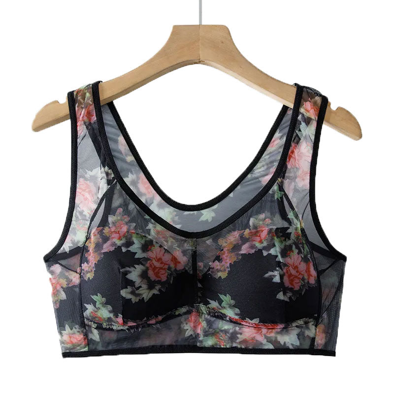 Women's Vest Plus Size Most Comfortable Mesh Wireless Bra for Middle-aged & Elderly