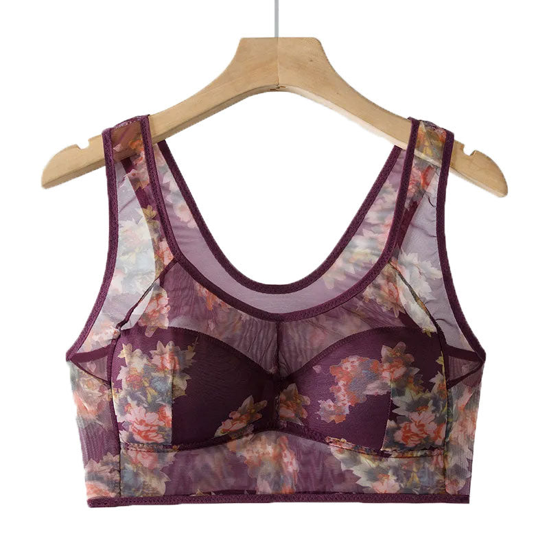 Women's Vest Plus Size Most Comfortable Mesh Wireless Bra for Middle-aged & Elderly