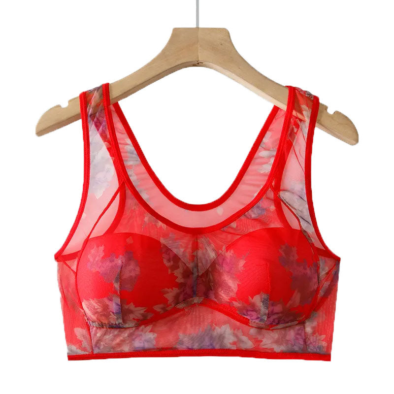 Women's Vest Plus Size Most Comfortable Mesh Wireless Bra for Middle-aged & Elderly