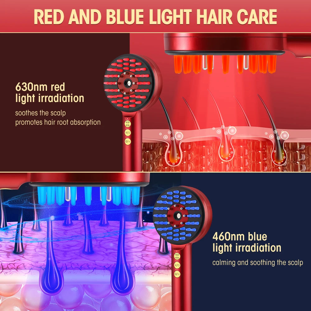 EMS Electric Scalp Massage Comb with Light Therapy – Hair Growth & Anti-Hair Loss Brush