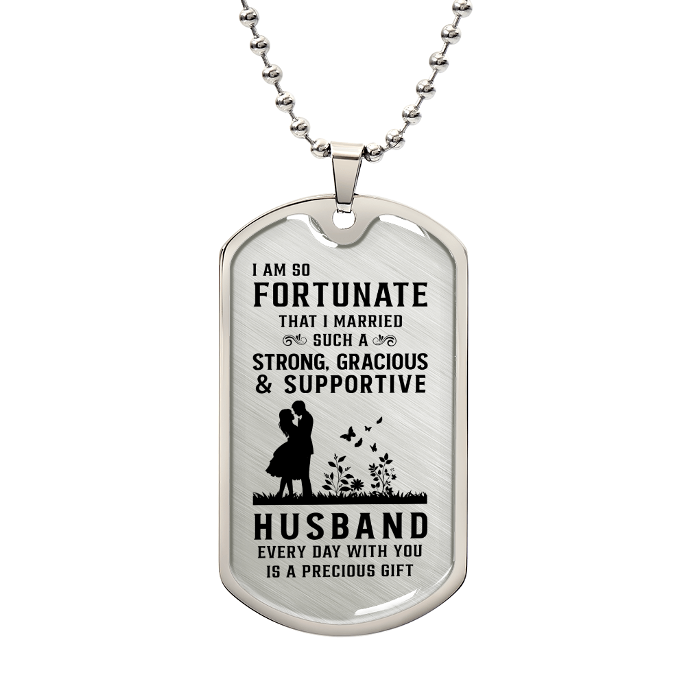 Husband Luxury Graphic Dog Tag Necklace