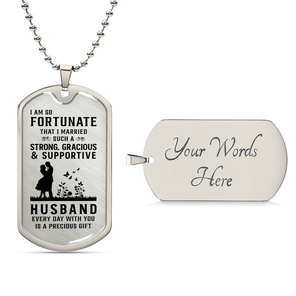 Husband Luxury Graphic Dog Tag Necklace