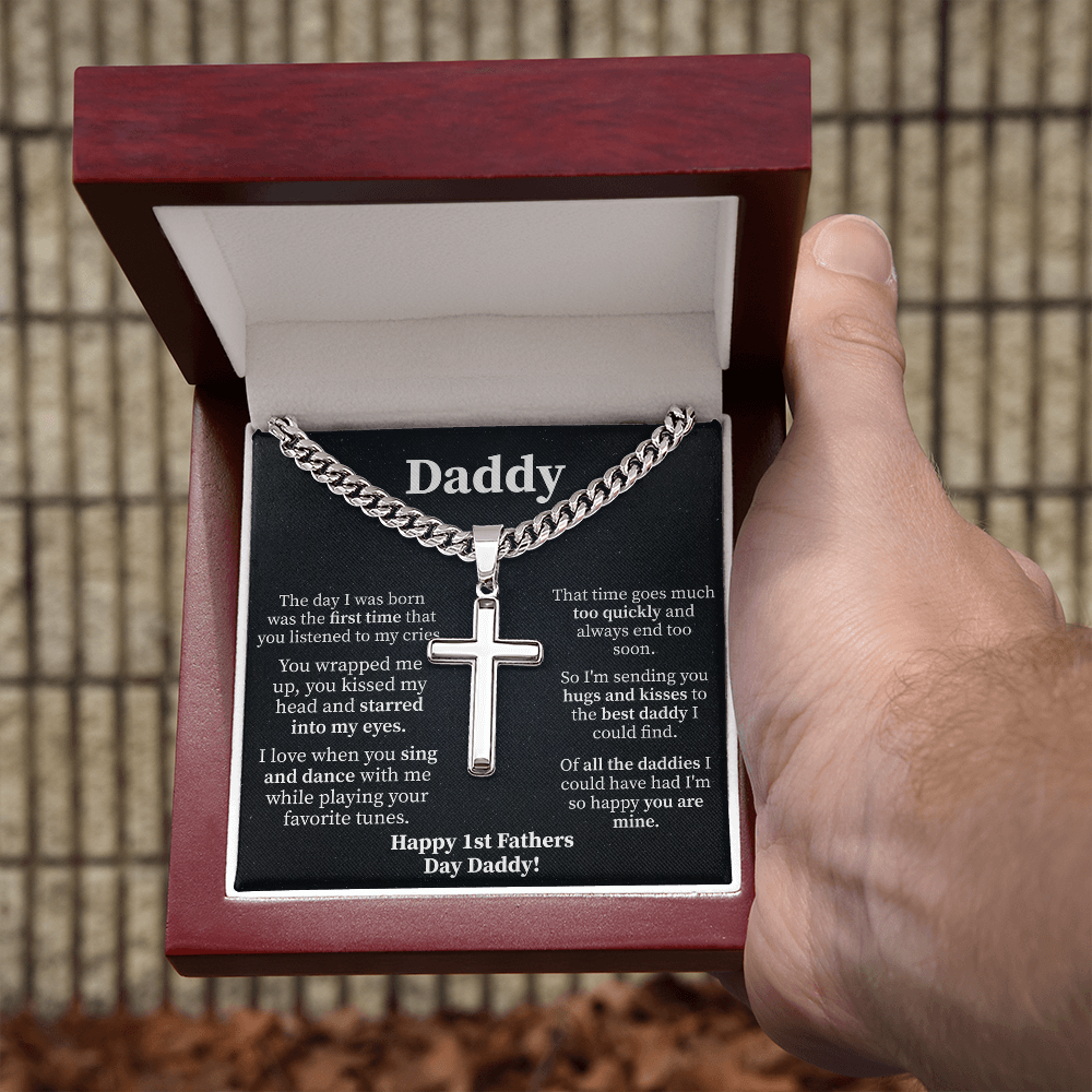 Daddy Cuban Link Chain with Engraved Artisan Cross