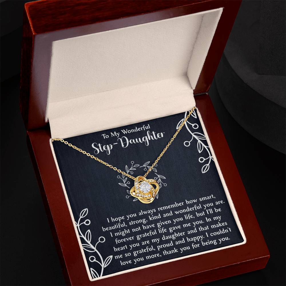 Love Knot Necklace for Step Daughter β Bonus Daughter Gift from Stepmom or Stepfather β Elegant Stepdaughter Jewelry with Message Card