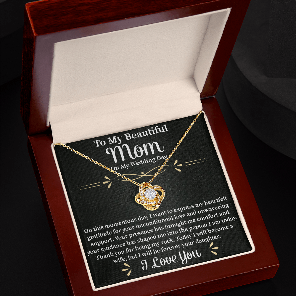 To My Beautiful Mom Love Knot Necklace β Mother Gift Necklace with Message Card β Meaningful Birthday or Christmas Gift for Mom