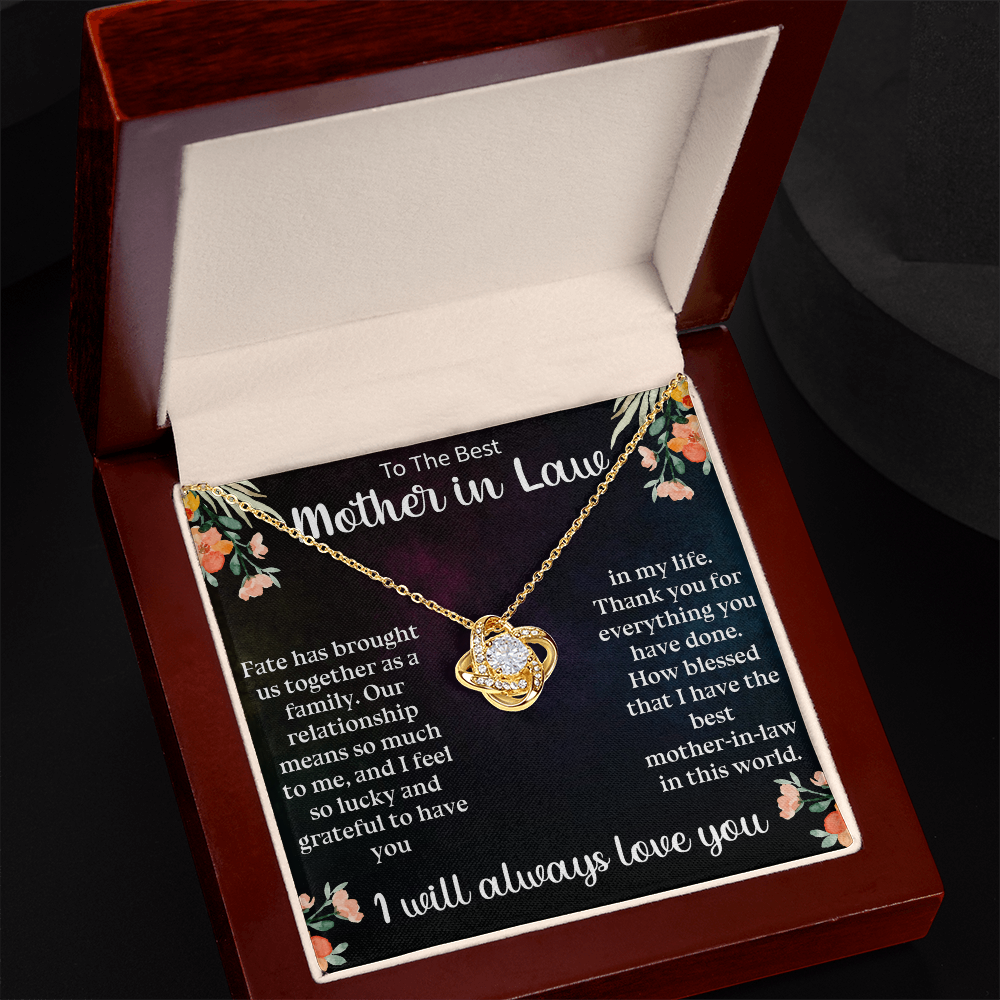 Best Mother-in-Law Gift Love Knot Necklace β Thank You Mother-in-Law Jewelry for Birthday or Mother's Day