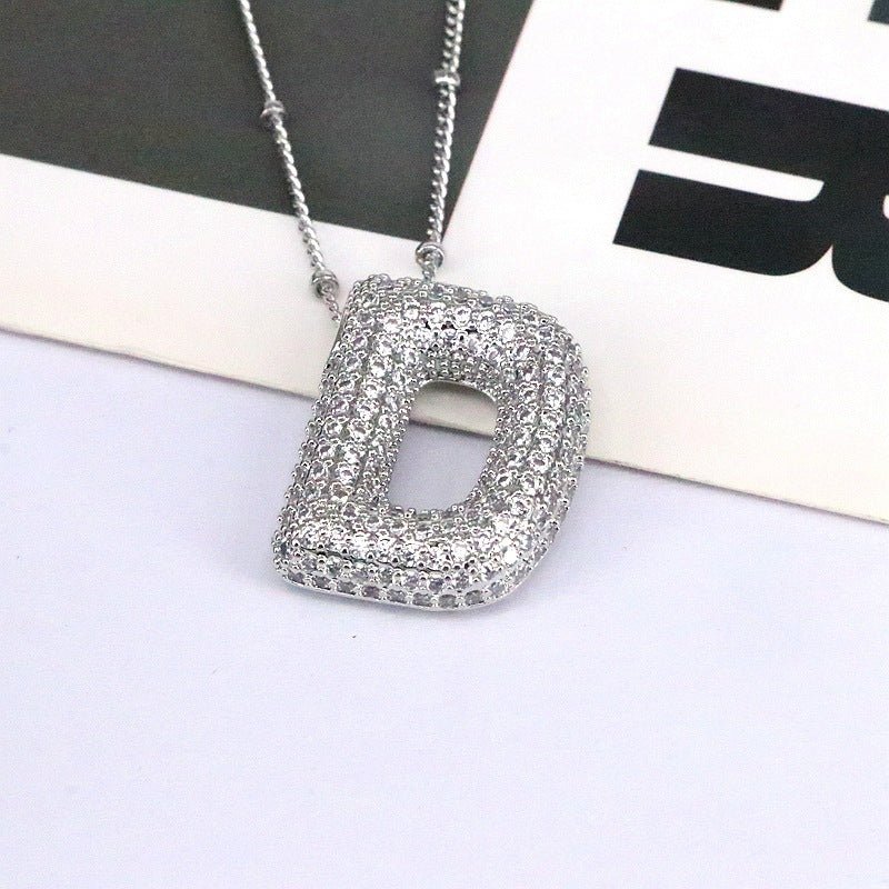 Brass Zircon Letter Pendant Necklace for Women – Personalized & Stylish - Beauty Belliss