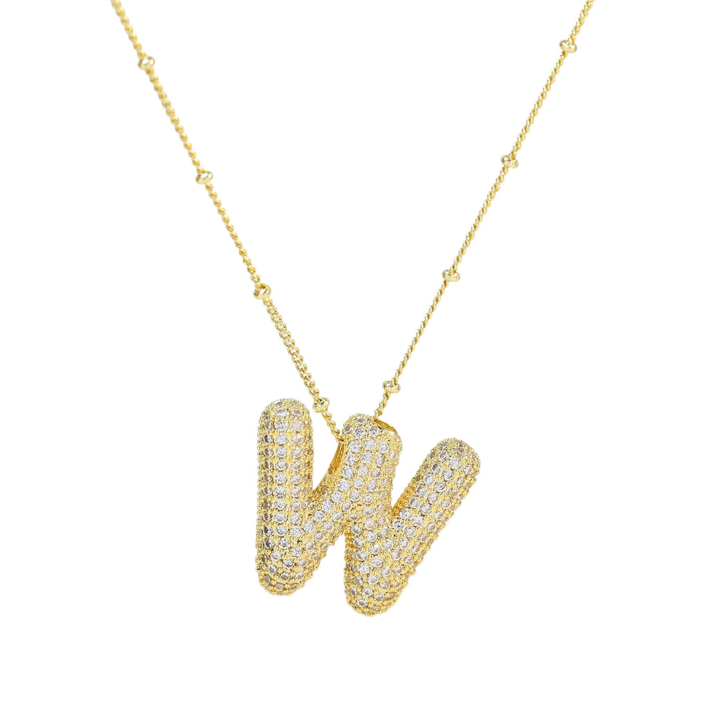 Brass Zircon Letter Pendant Necklace for Women – Personalized & Stylish - Beauty Belliss