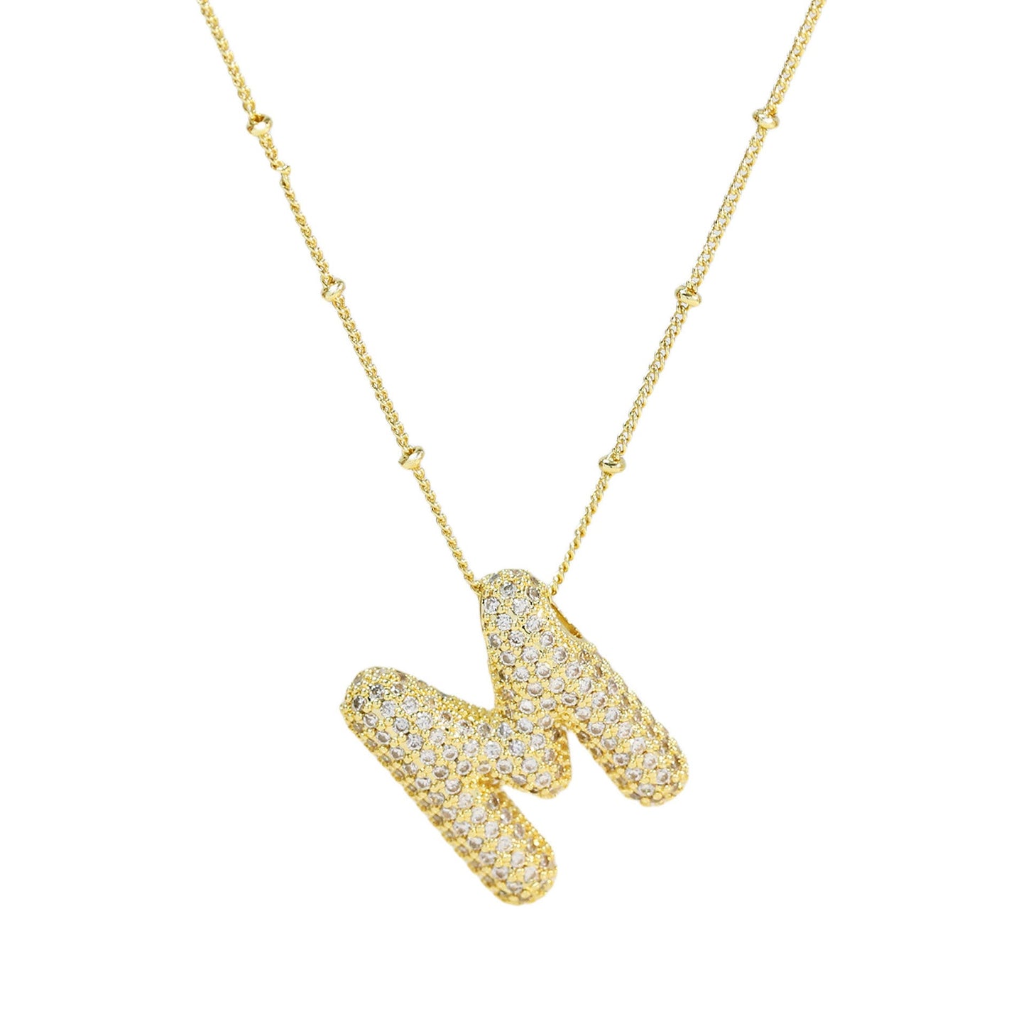 Brass Zircon Letter Pendant Necklace for Women – Personalized & Stylish - Beauty Belliss