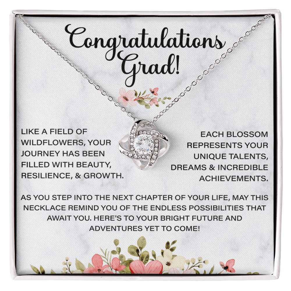 Congratulation grad necklace, Thoughtful Congratulations Graduation Message Card Love Knot Necklace Gifts for Her Women, Behind You All Your Memories Dreams Love Good Wishes Inspirational Gifts Congratulate the Special Graduate - Beauty Belliss