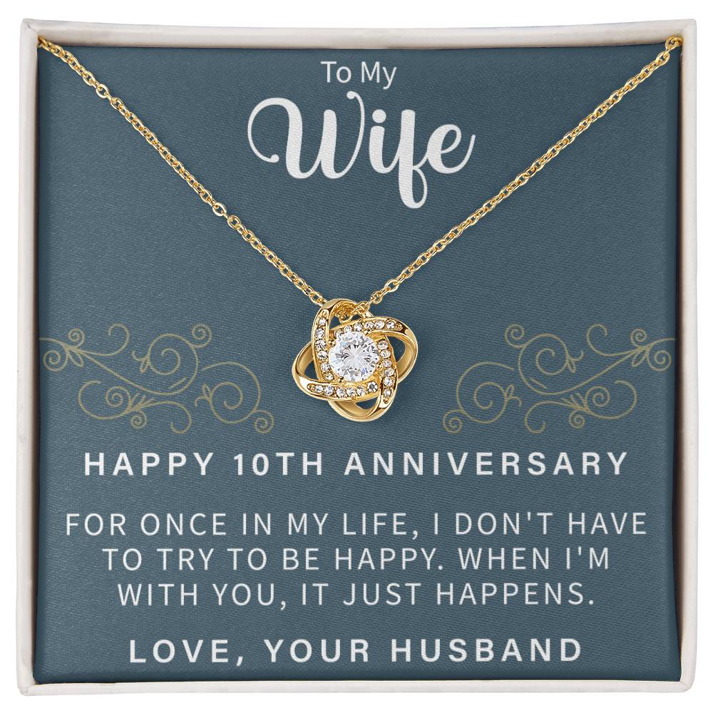 HAPPY 10TH ANNIVERSARY Love Knot Necklace - Beauty Belliss