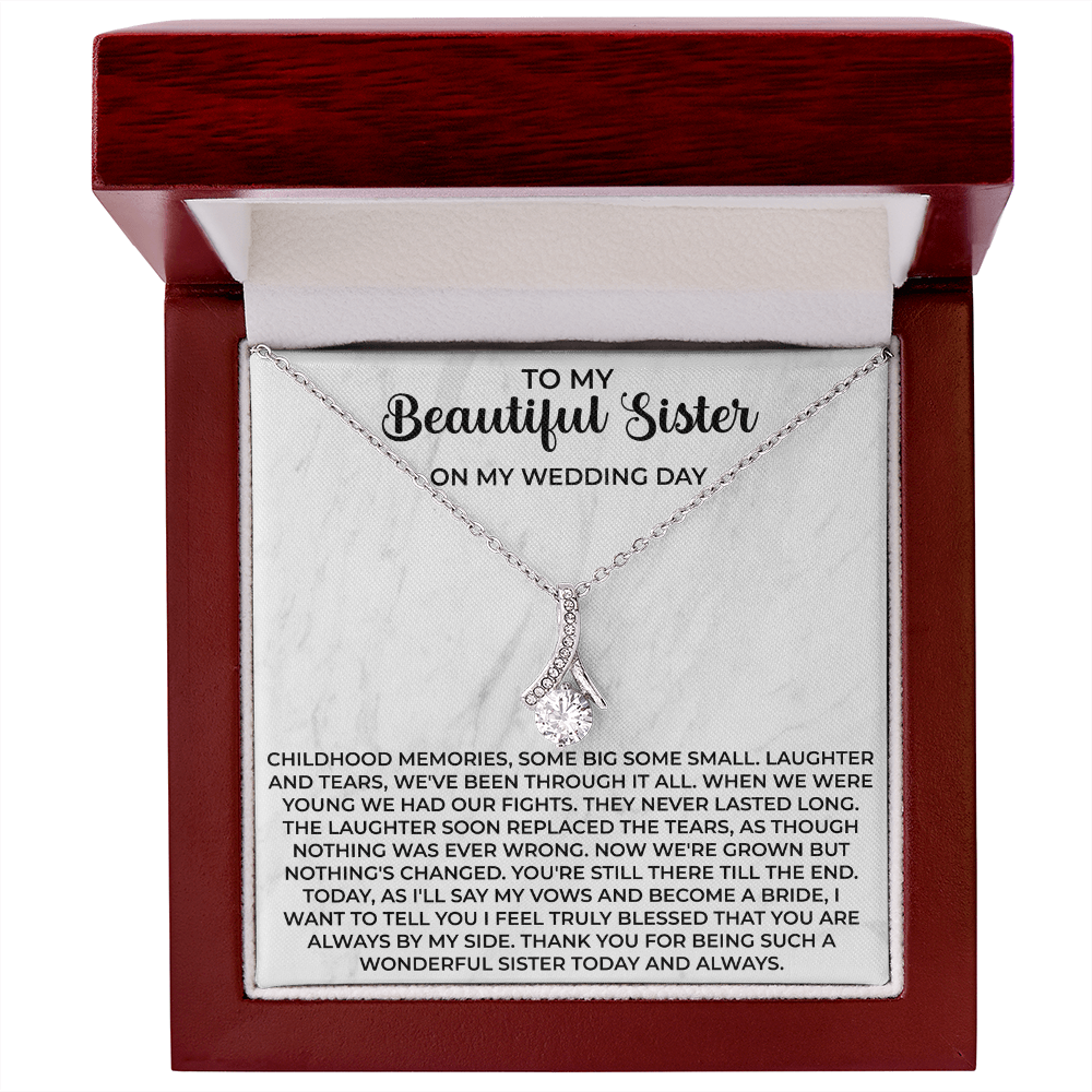 sister necklace displayed in a gift box ready for a meaningful birthday or Christmas surprise