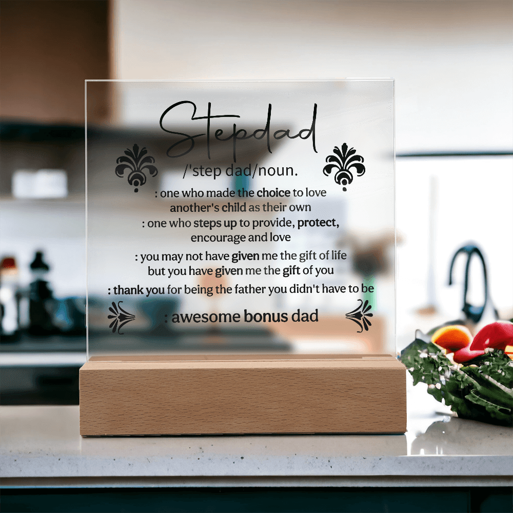 Stepdad Acrylic Square Plaque - Fathers day Gifts - Beauty Belliss
