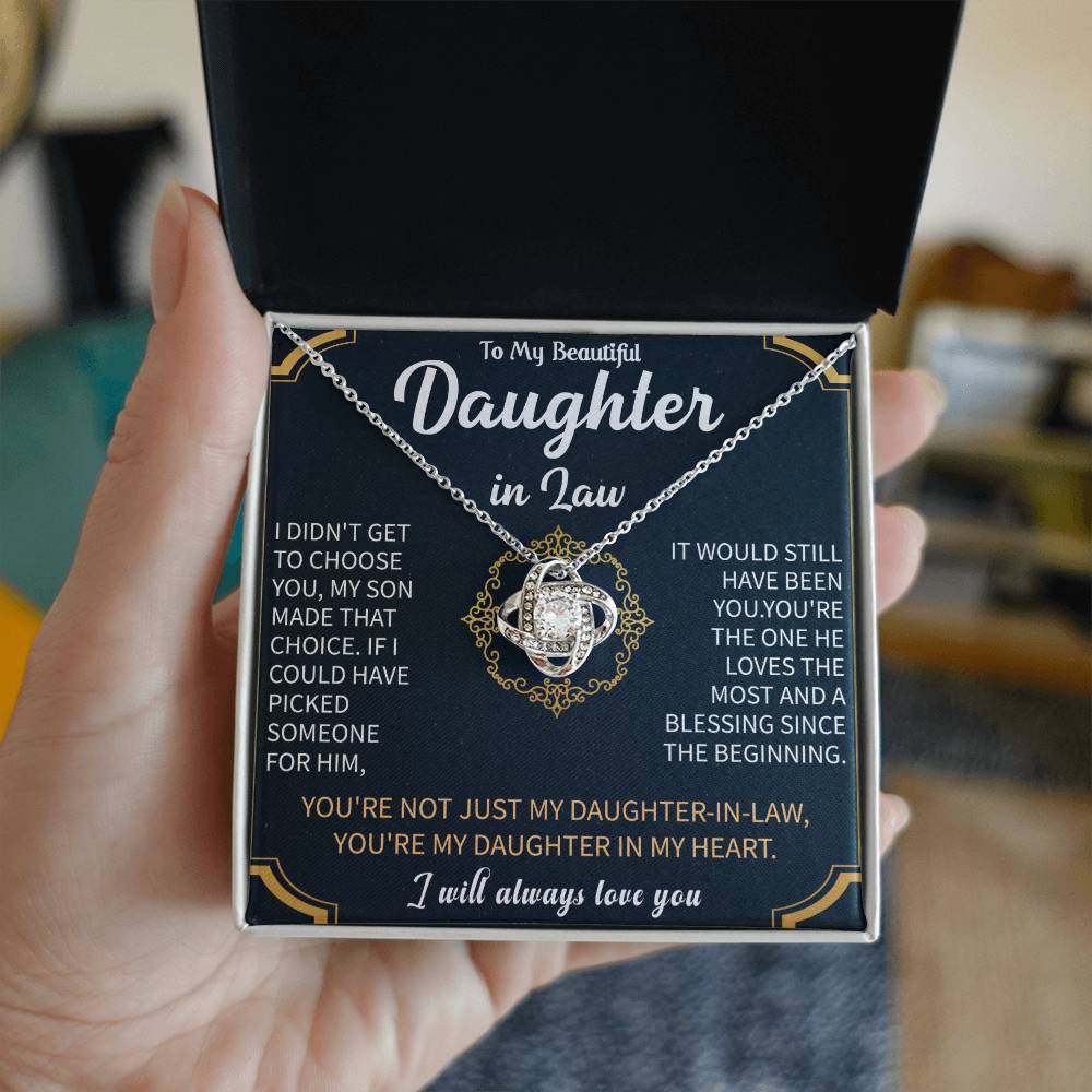 To my Beautiful Daughter in Law Love Knot Necklace - Gifts for Daughter in Law - Beauty Belliss