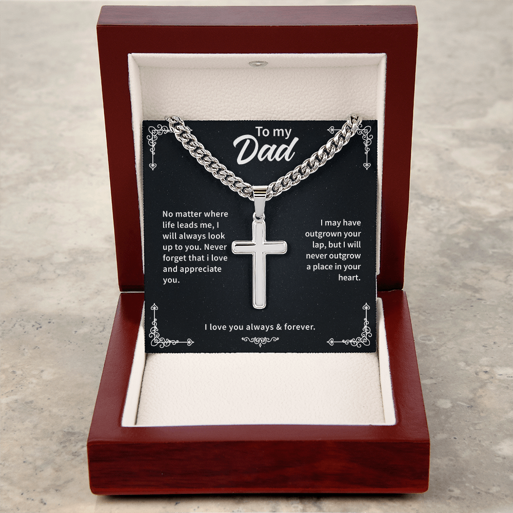 To my dad Cuban Link Chain with Engraved Artisan Cross - Beauty Belliss