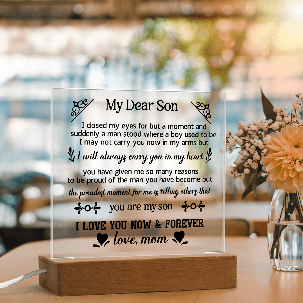 To My Dear Son - Acrylic Square Plaque, Best son gifts - Beauty Belliss