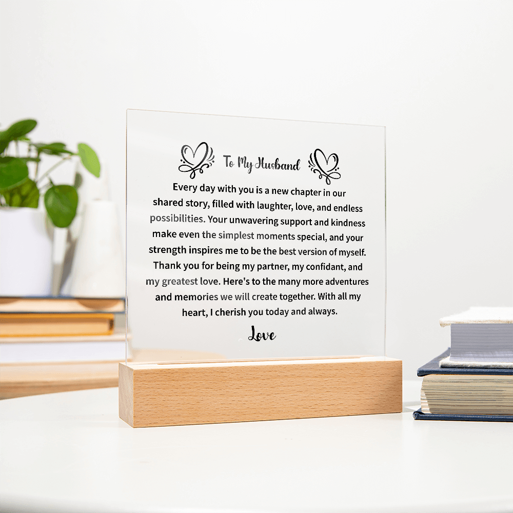 To My Husband - Acrylic Square Plaque - Beauty Belliss