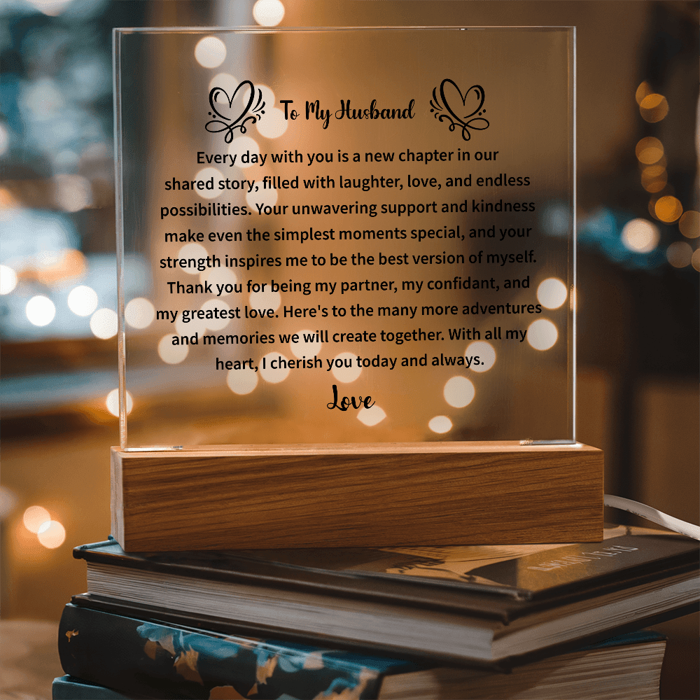 To My Husband - Acrylic Square Plaque - Beauty Belliss