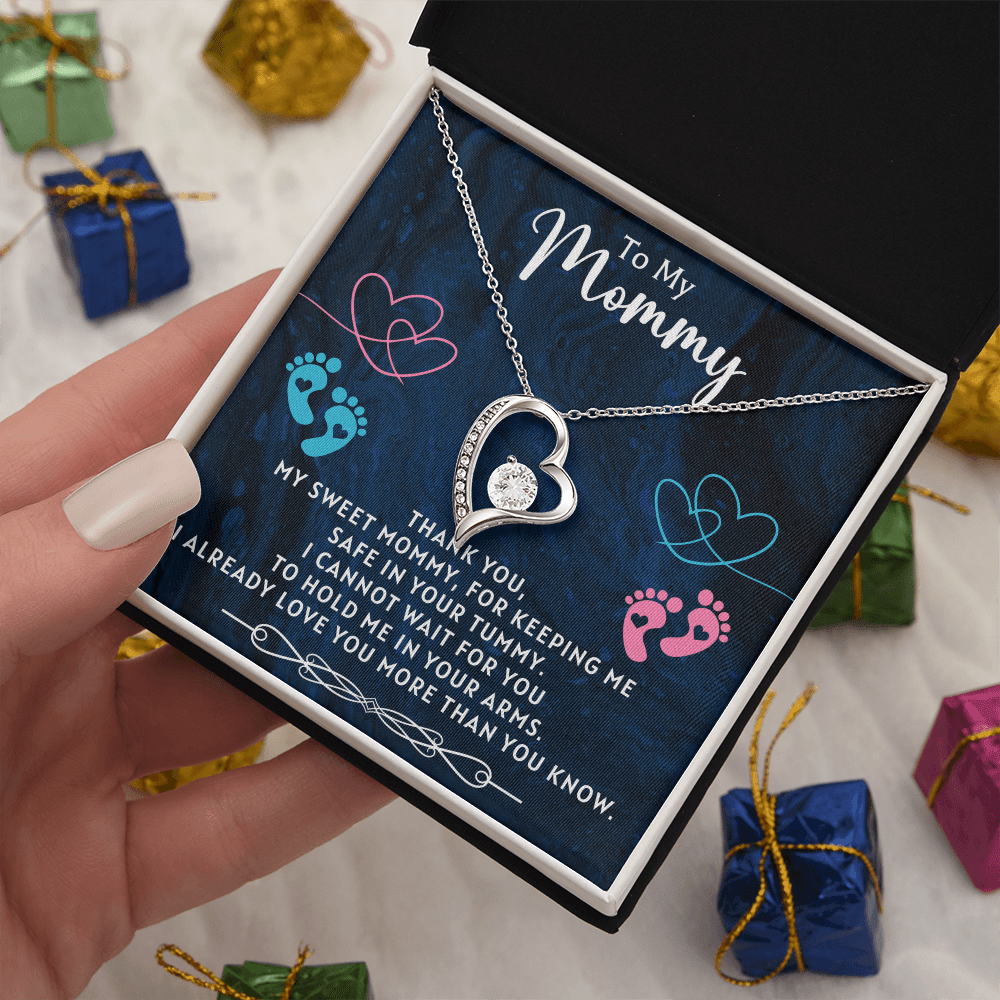 To My Mommy Necklace From Unborn Baby, Expecting Mom Christmas, Pregnant Wife Necklace, Pregnant Sister Jewelry, Pregnant Daughter - in - Law Gifts, Mom To Be Jewelry, Necklace From Baby Bump Baby Shower Gifts - Beauty Belliss