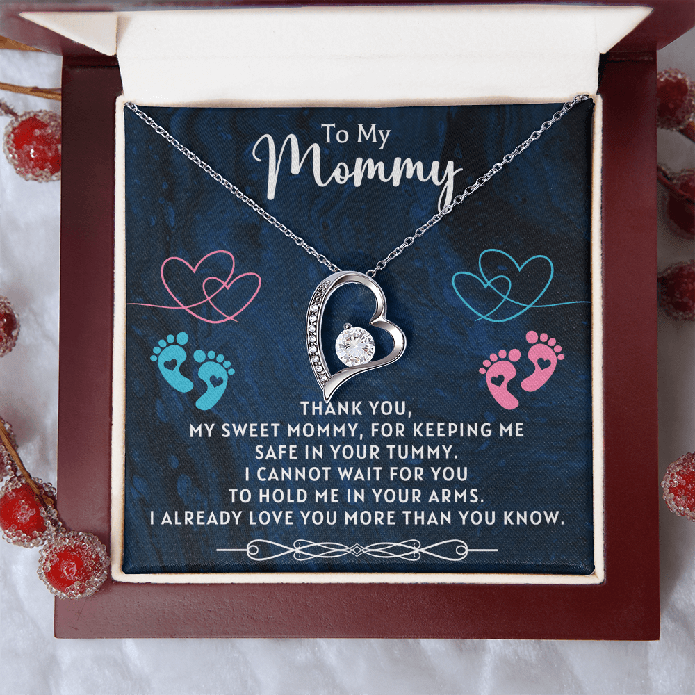To My Mommy Necklace From Unborn Baby, Expecting Mom Christmas, Pregnant Wife Necklace, Pregnant Sister Jewelry, Pregnant Daughter - in - Law Gifts, Mom To Be Jewelry, Necklace From Baby Bump Baby Shower Gifts - Beauty Belliss