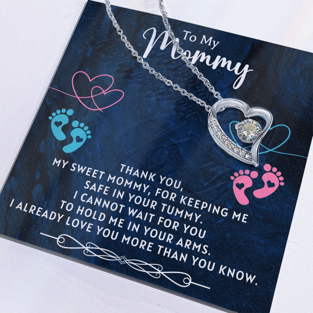To My Mommy Necklace From Unborn Baby, Expecting Mom Christmas, Pregnant Wife Necklace, Pregnant Sister Jewelry, Pregnant Daughter - in - Law Gifts, Mom To Be Jewelry, Necklace From Baby Bump Baby Shower Gifts - Beauty Belliss