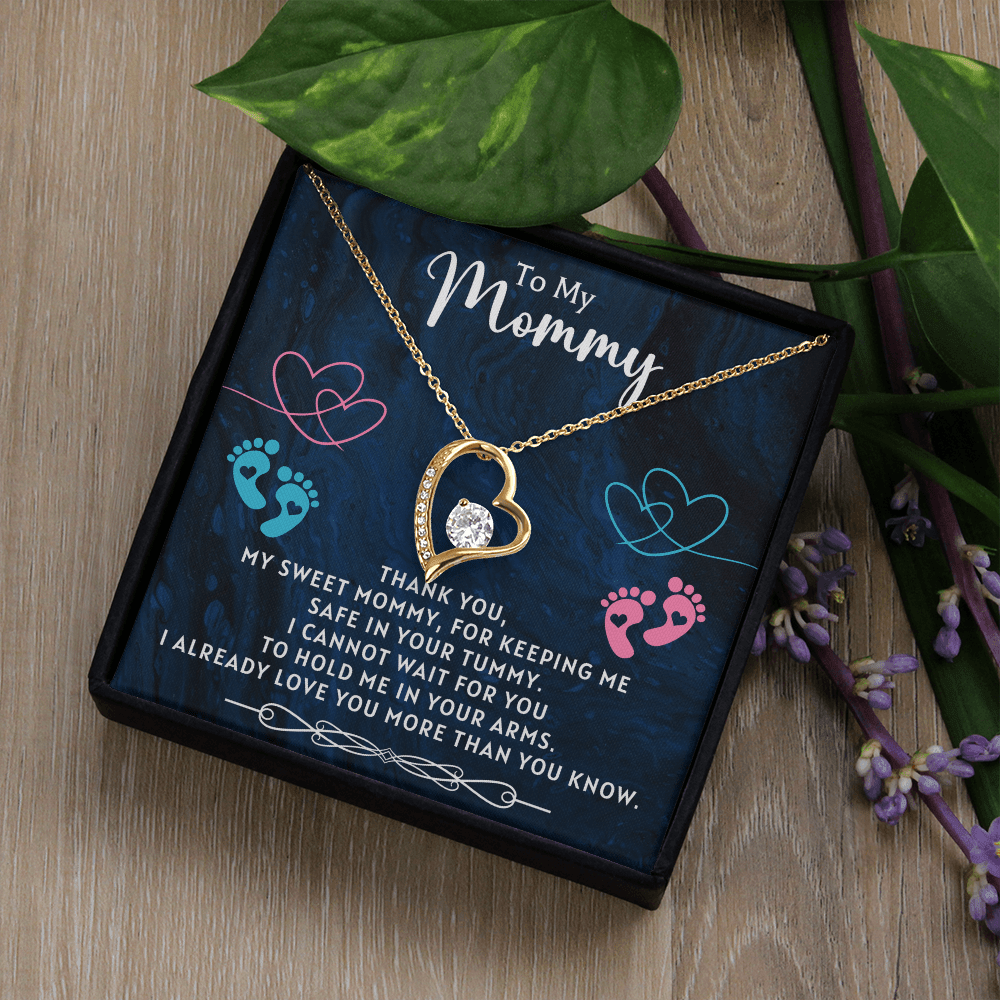 To My Mommy Necklace From Unborn Baby, Expecting Mom Christmas, Pregnant Wife Necklace, Pregnant Sister Jewelry, Pregnant Daughter - in - Law Gifts, Mom To Be Jewelry, Necklace From Baby Bump Baby Shower Gifts - Beauty Belliss