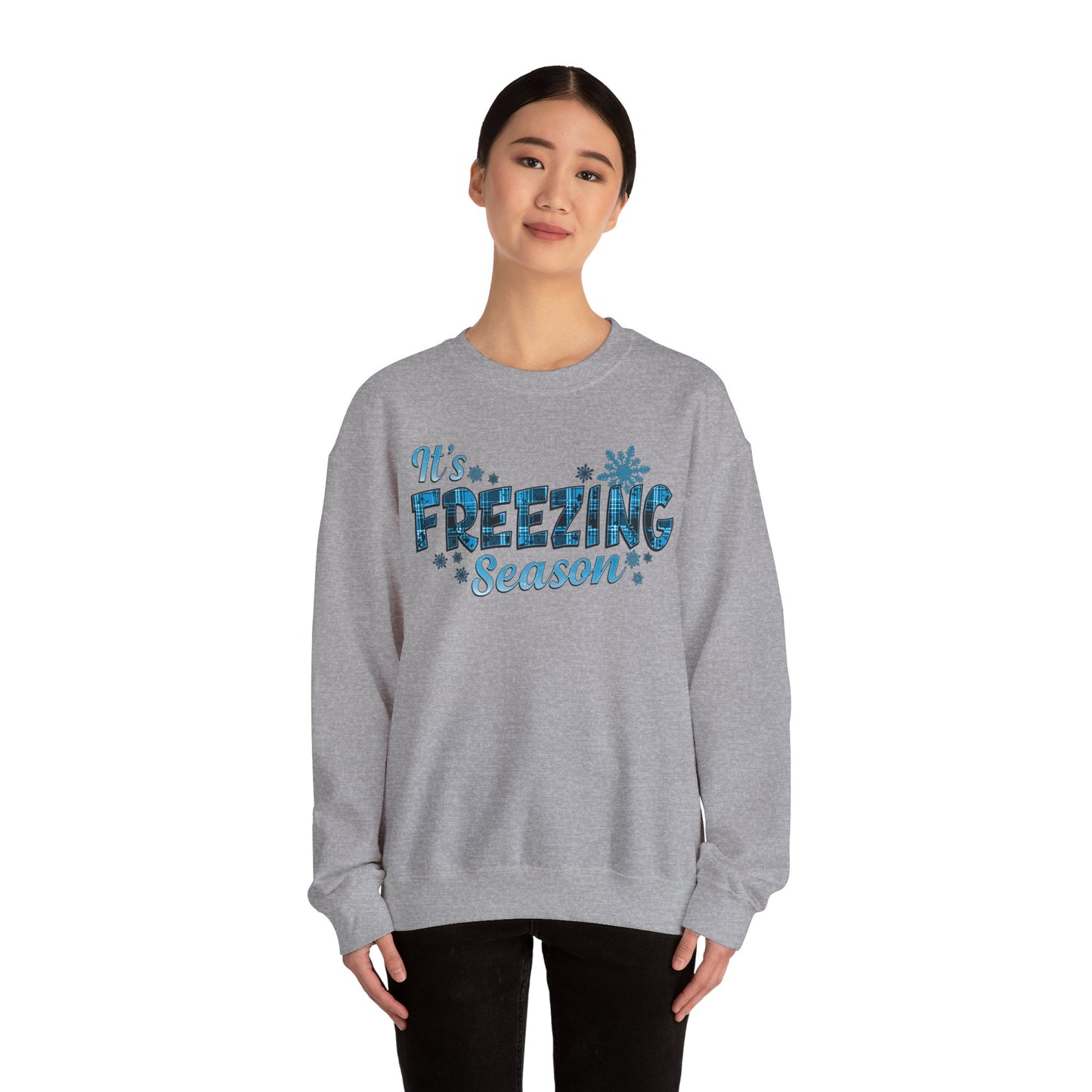 It's Freezing Season Sweatshirt — Cozy Winter Quotes, Winter Pullover Gift