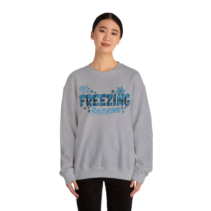 It's Freezing Season Sweatshirt — Cozy Winter Quotes, Winter Pullover Gift