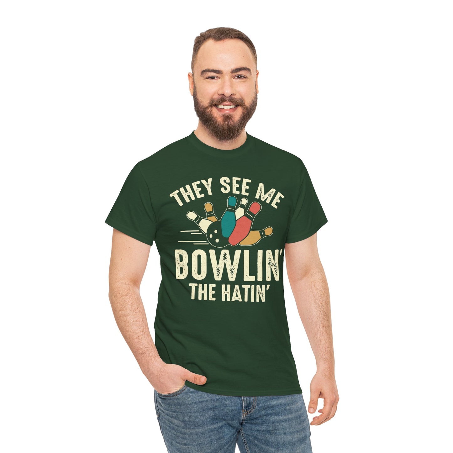Bowling T-Shirt - They See Me Bowlin' The Hatin' Retro shirt, Funny Bowling Quotes shirt