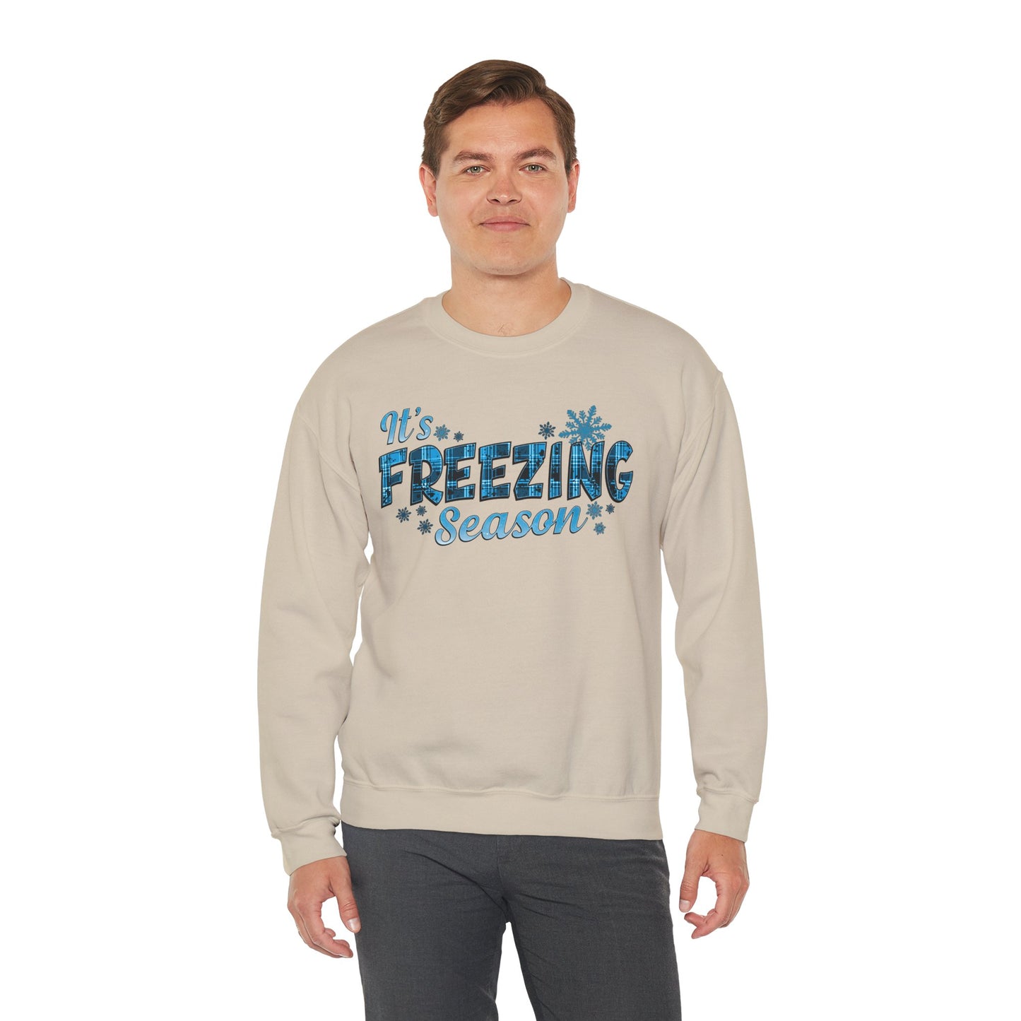 It's Freezing Season Sweatshirt — Cozy Winter Quotes, Winter Pullover Gift