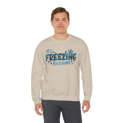 It's Freezing Season Sweatshirt — Cozy Winter Quotes, Winter Pullover Gift