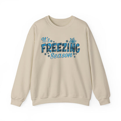 It's Freezing Season Sweatshirt — Cozy Winter Quotes, Winter Pullover Gift