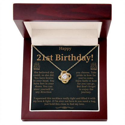 daughter necklace displayed with a loving 21st birthday message card