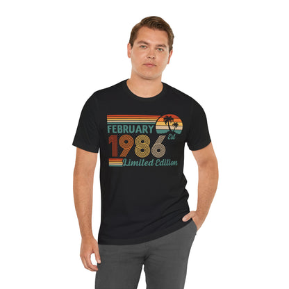 February 1986 Retro Sunset T-Shirt - Limited Edition Birthday shirt, Classic Birthday Gift