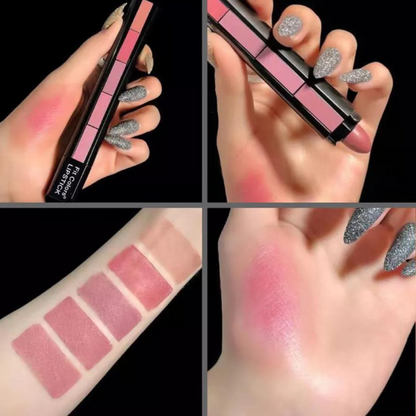 5-in-1 Velvet Matte Lipstick Set – Long-Lasting, 5 Color Combination