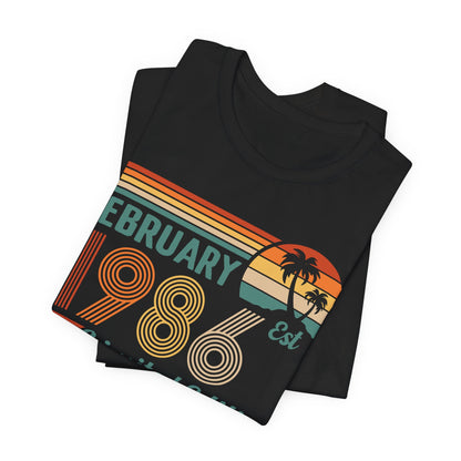 February 1986 Retro Sunset T-Shirt - Limited Edition Birthday shirt, Classic Birthday Gift