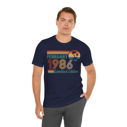 February 1986 Retro Sunset T-Shirt - Limited Edition Birthday shirt, Classic Birthday Gift