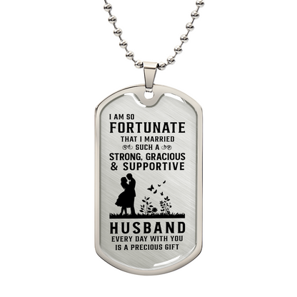 Husband Luxury Graphic Dog Tag Necklace