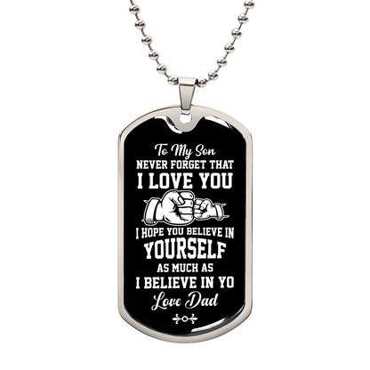 To my son Luxury Graphic Dog Tag Necklace