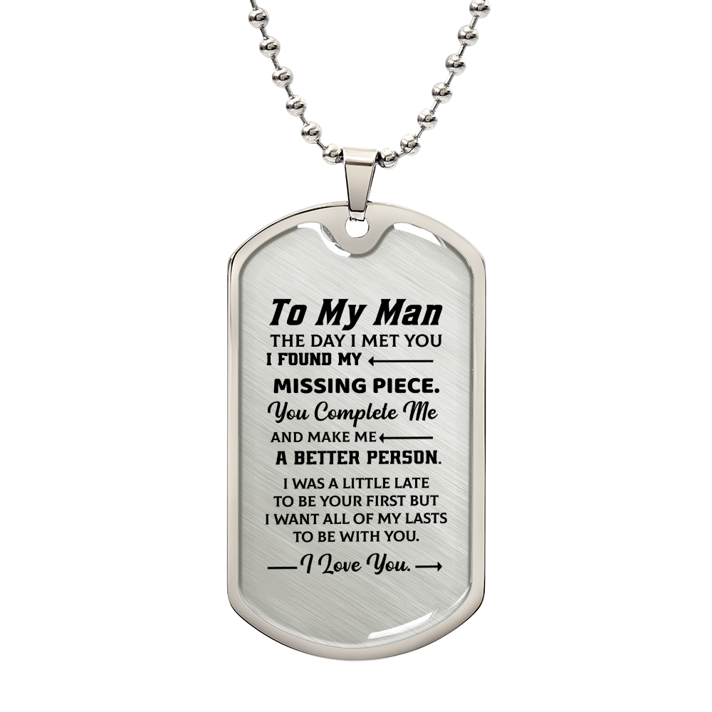 To my man Luxury Graphic Dog Tag Necklace