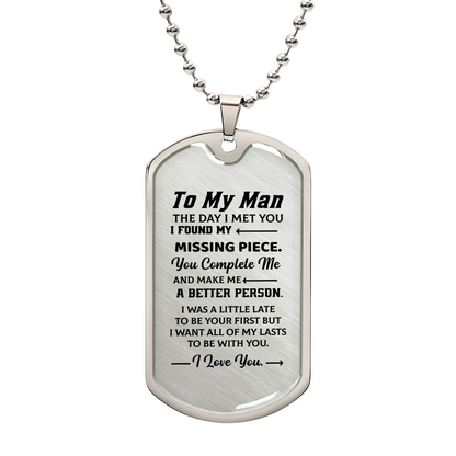 To my man Luxury Graphic Dog Tag Necklace