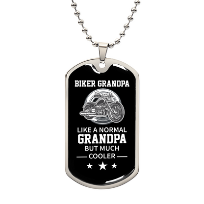 Biker Grandpa Luxury Graphic Dog Tag Necklace