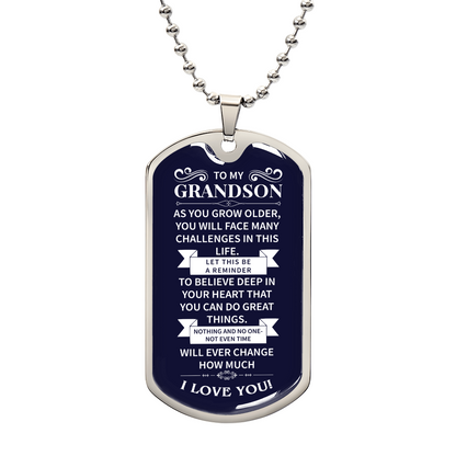 To my grandson Luxury Graphic Dog Tag Necklace