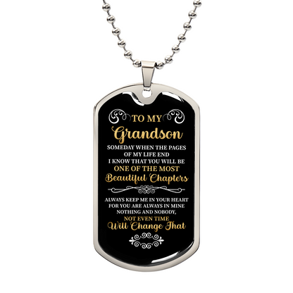 To my Grandson - Luxury Graphic Dog Tag Necklace
