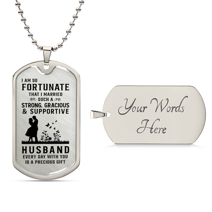 Husband Luxury Graphic Dog Tag Necklace