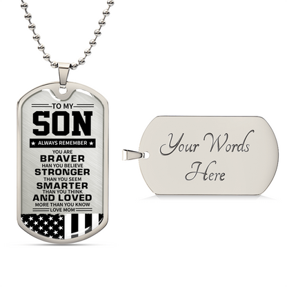 To my son - Luxury Graphic Dog Tag Necklace