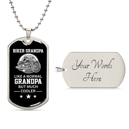 Biker Grandpa Luxury Graphic Dog Tag Necklace