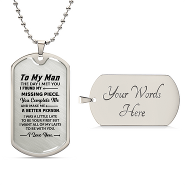 To my man Luxury Graphic Dog Tag Necklace