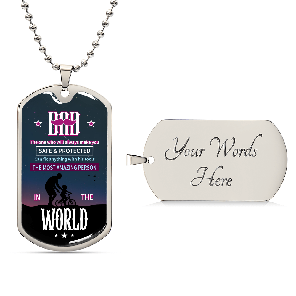 Dad Luxury Graphic Dog Tag Necklace