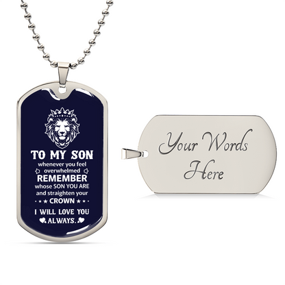To my son Luxury Graphic Dog Tag Necklace